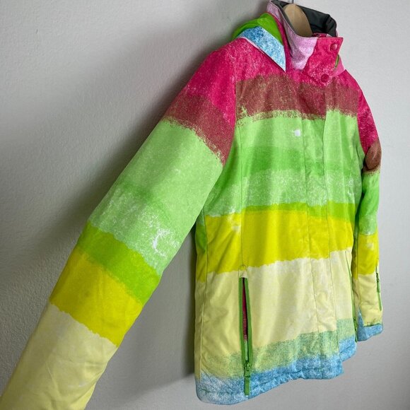 Roxy Girls Size 14 Ski Jacket With Hood Colorful Snow Coat - Picture 3 of 15